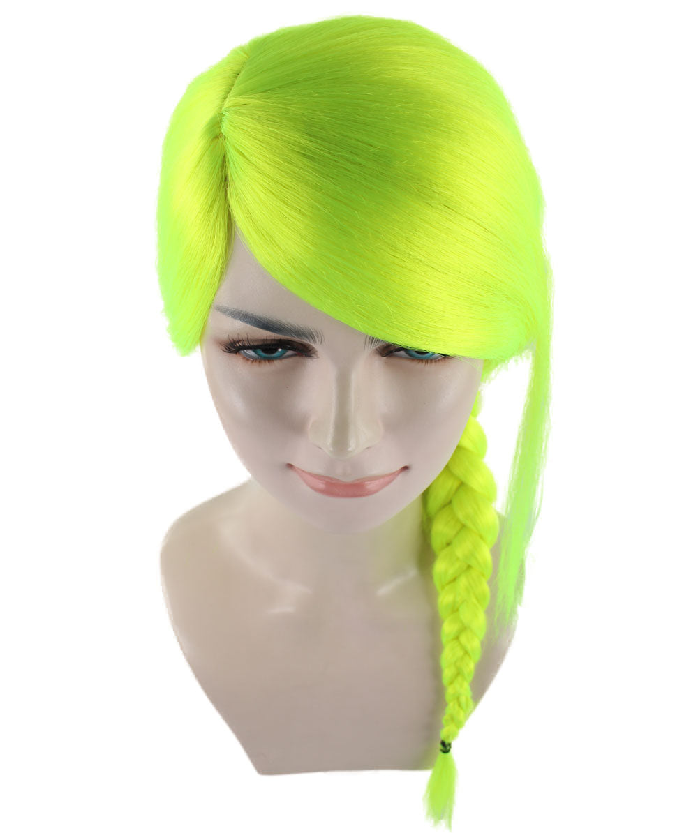 Wigs2you ハロウィン パーティー プレミアム レディース H-1189 快適なフィット感のネオングリーン編み込みウィッグ