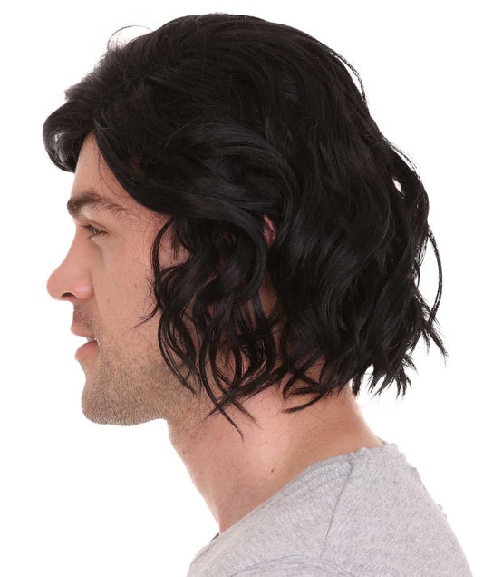 ハロウィンパーティプレミアムメンズ H-5564 スリックバックブラックショルダーレングスヘア