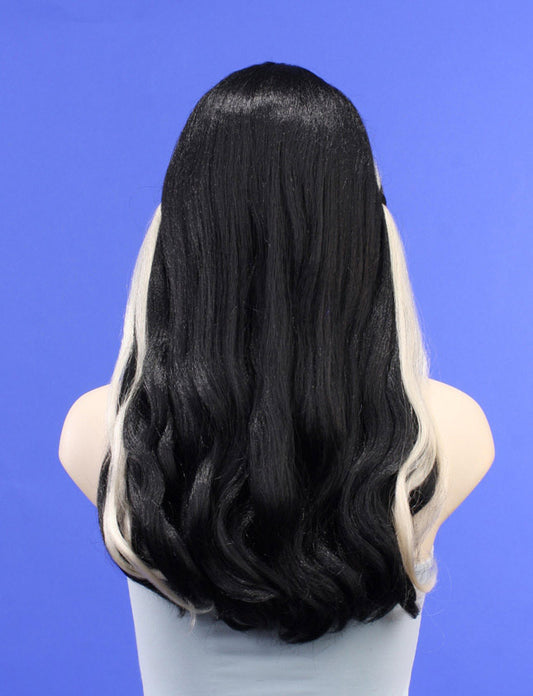 ハロウィンパーティープレミアムレディース H-176 ジェットブラック プラチナブロンドHL ファンシーキャラクターファッションウィッグ ソフト合成繊維