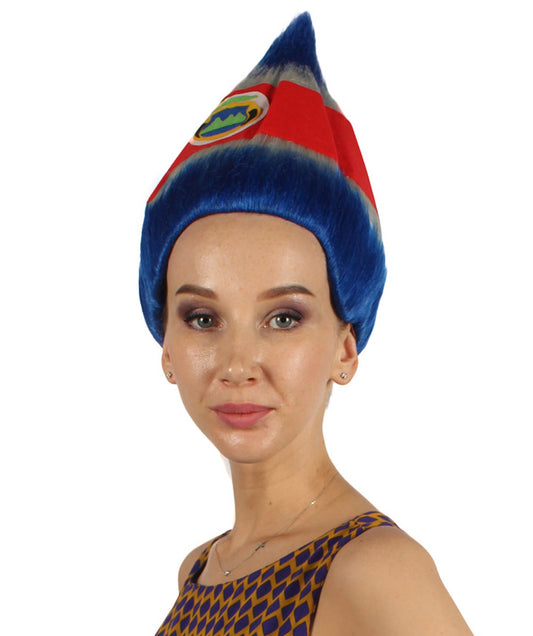 女性用コスプレウィッグ コスタリカ国旗 トロールスタイル H-4001 国の誇り プレミアム通気性キャップレスキャップ