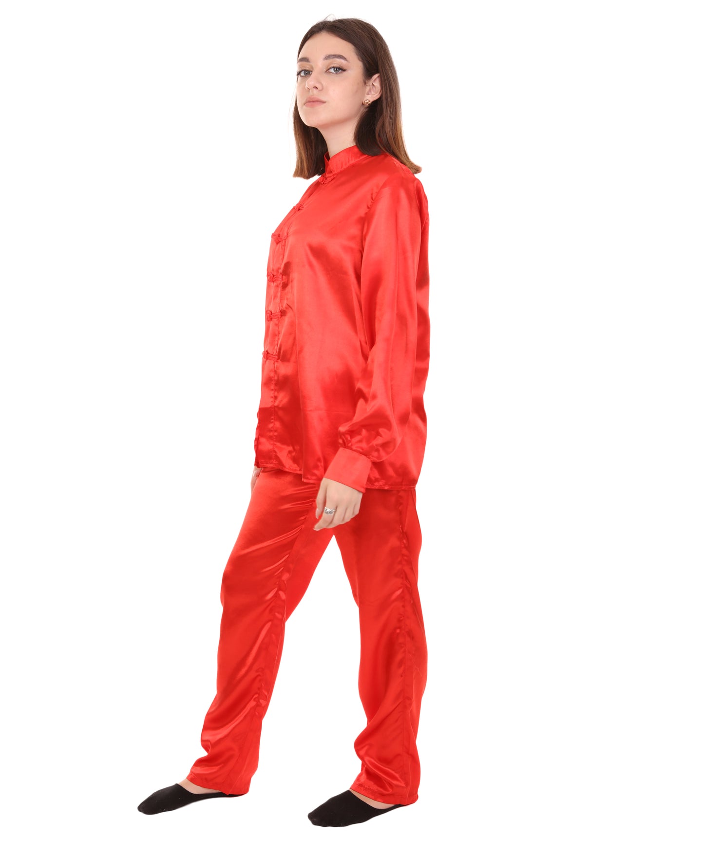 大人用ウィメンズ JCO-270_15 中国の伝統的なカンフー レッドサテン 制服 コスプレ衣装