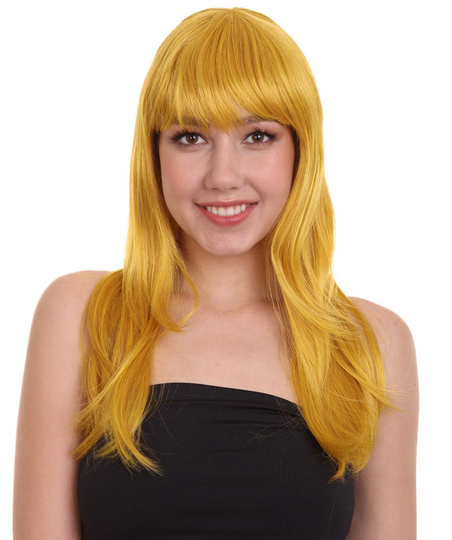 Wigs2you ハロウィンパーティープレミアムレディース H-1063 とても快適なグラマーグリーンウィッグ ゴールドカラー