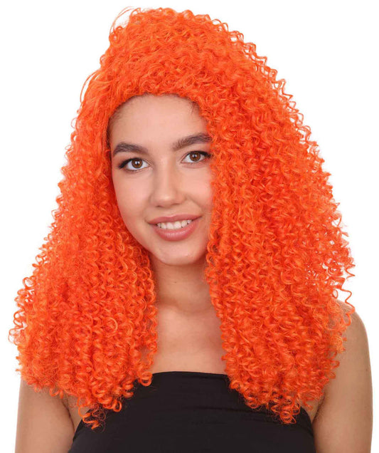 プレミアムハロウィンパーティーレディ H-5453 ロングレングス カーリー ドラッグの女王 フィアースオレンジウィッグ オレンジ