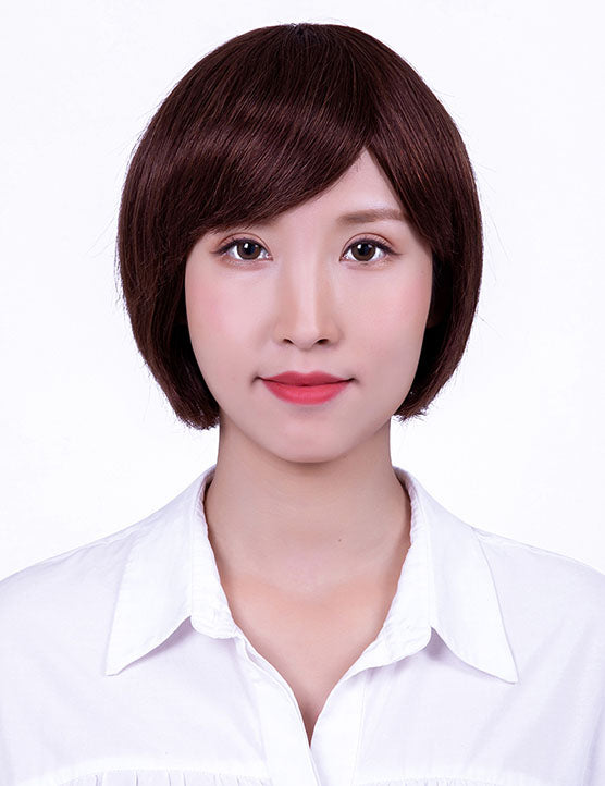 30歳〜40歳 若者の短い HT-019 100% ヒューマンヘア ナチュラルエレガンス ハンドタイド ヒューマンヘア束