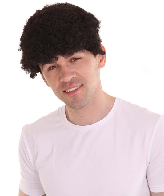 ハロウィーンパーティープレミアムメンズH-3676 ブラックミニアフロウィッグ