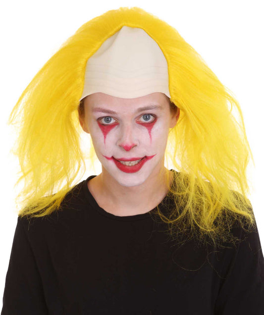 大人用ハーフボールド面白い男性用イエローウィッグ H-4931 ハロウィンにぴったり 軽量難燃性合成ファイバー