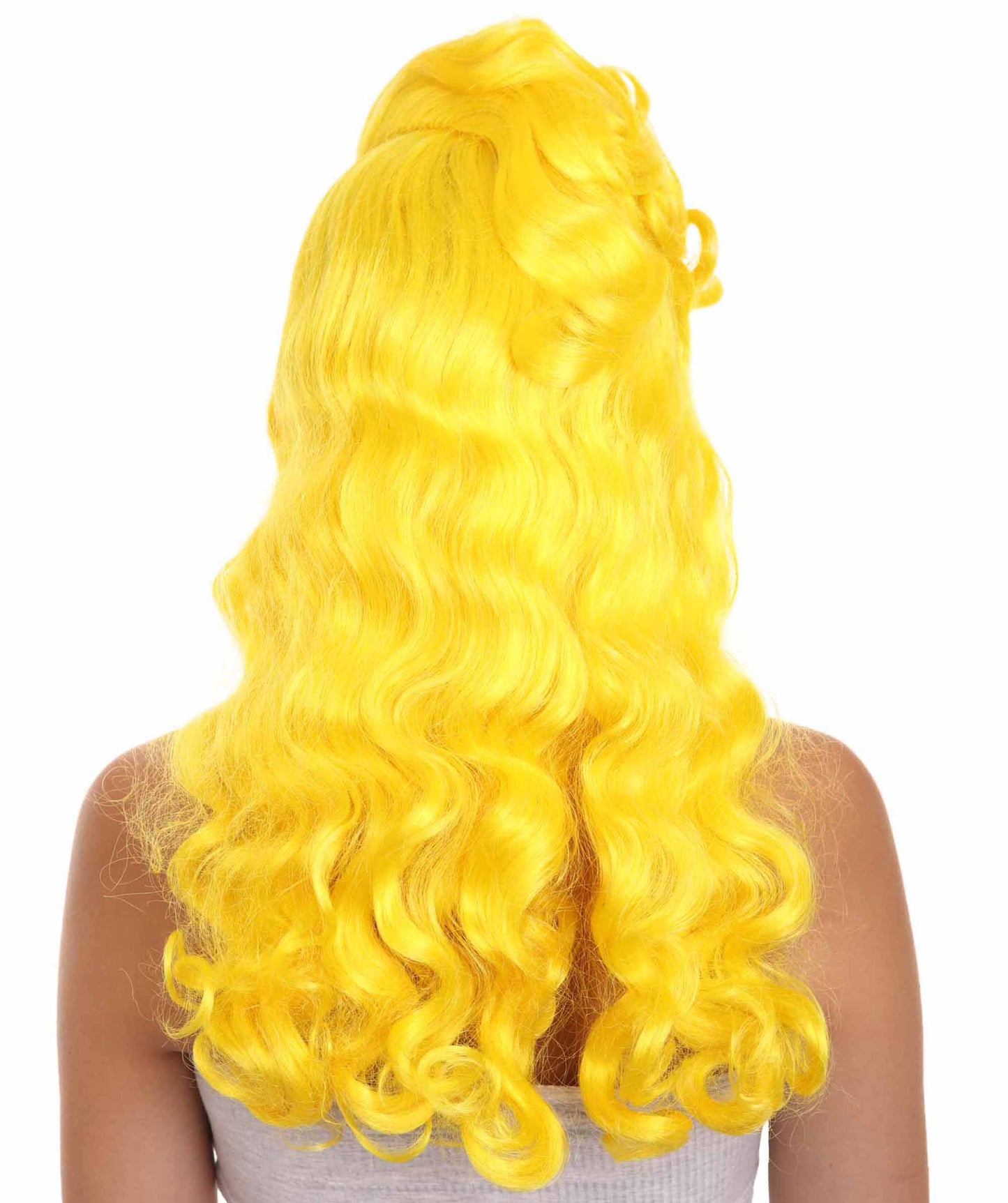 ハロウィンパーティ プレミアム H-5231 女性用 ロングレングス サイドパート イエローウェービーコスプレウィッグ イエロー