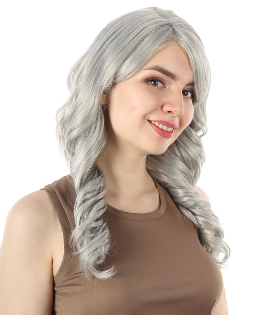 マーメイドフェアリーテールウィッグ ダークグレー H-5380_16 長いウェービー コスプレ ハロウィーン衣装 パーティーヘア 合成繊維