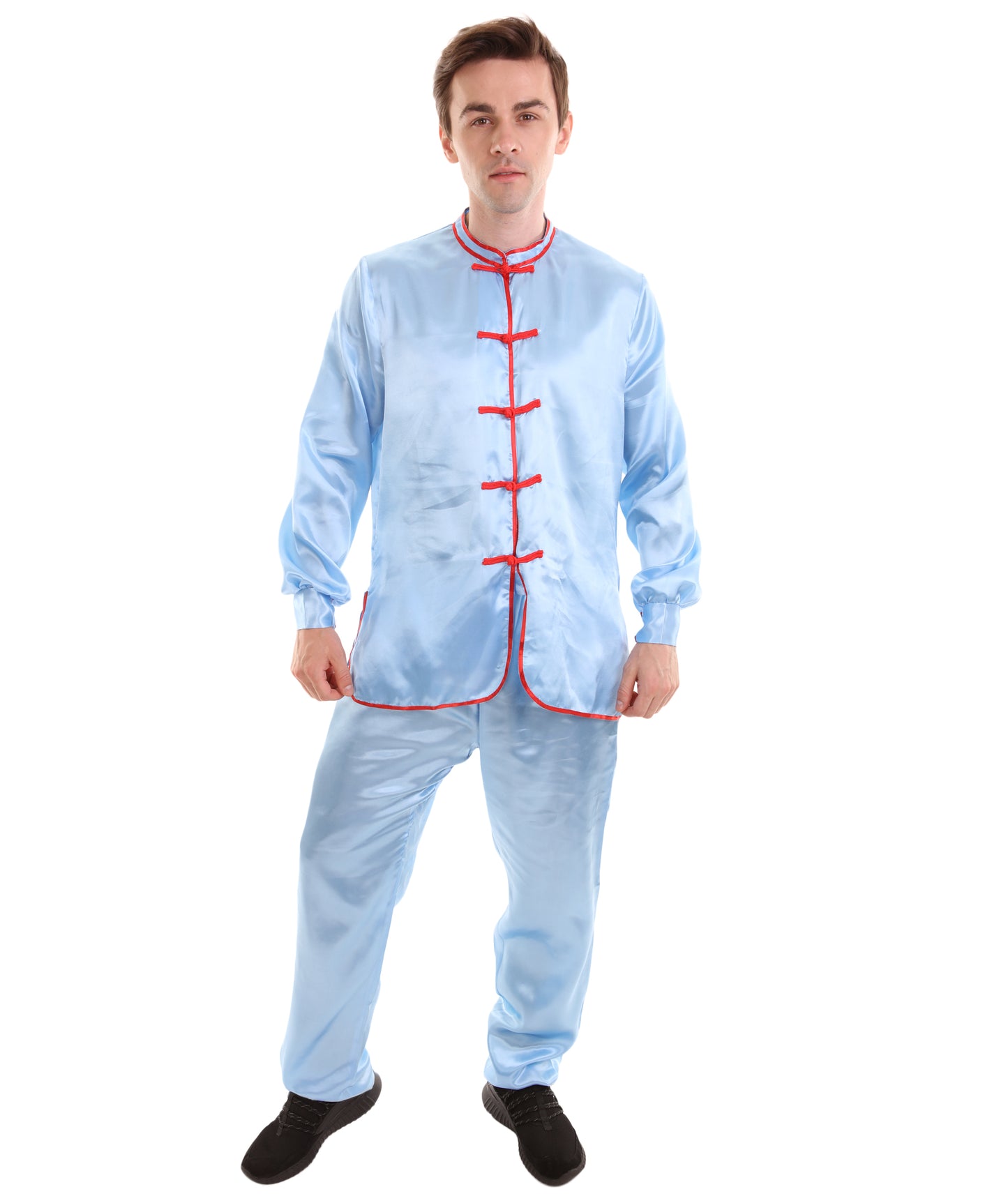 大人用メンズ JCO-269_2 中国の伝統的なカンフー ライトブルーサテン 制服 コスプレ衣装