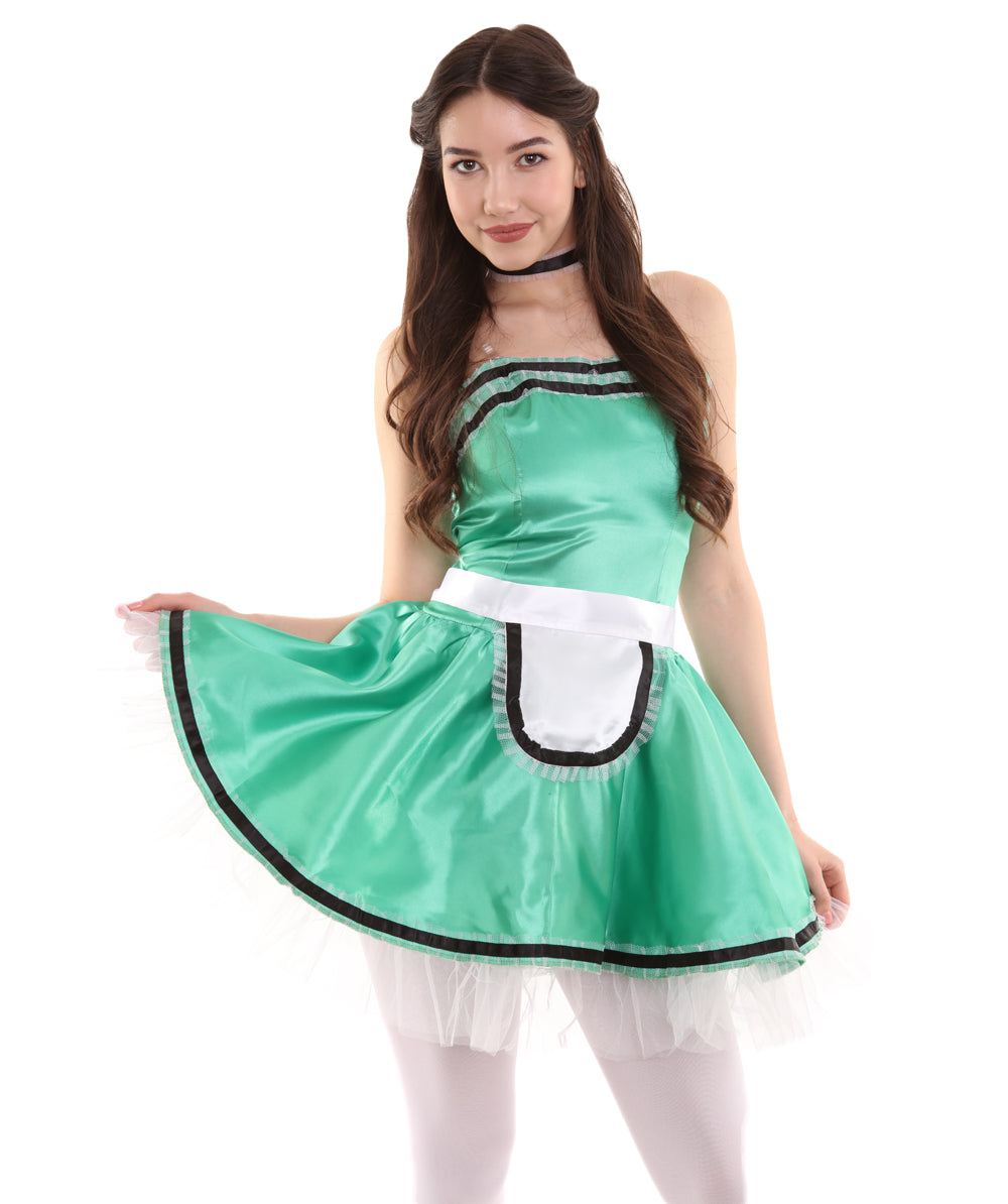 女性用 JCO-344_7 フレンチメイド制服コスプレ グリーンコスチューム