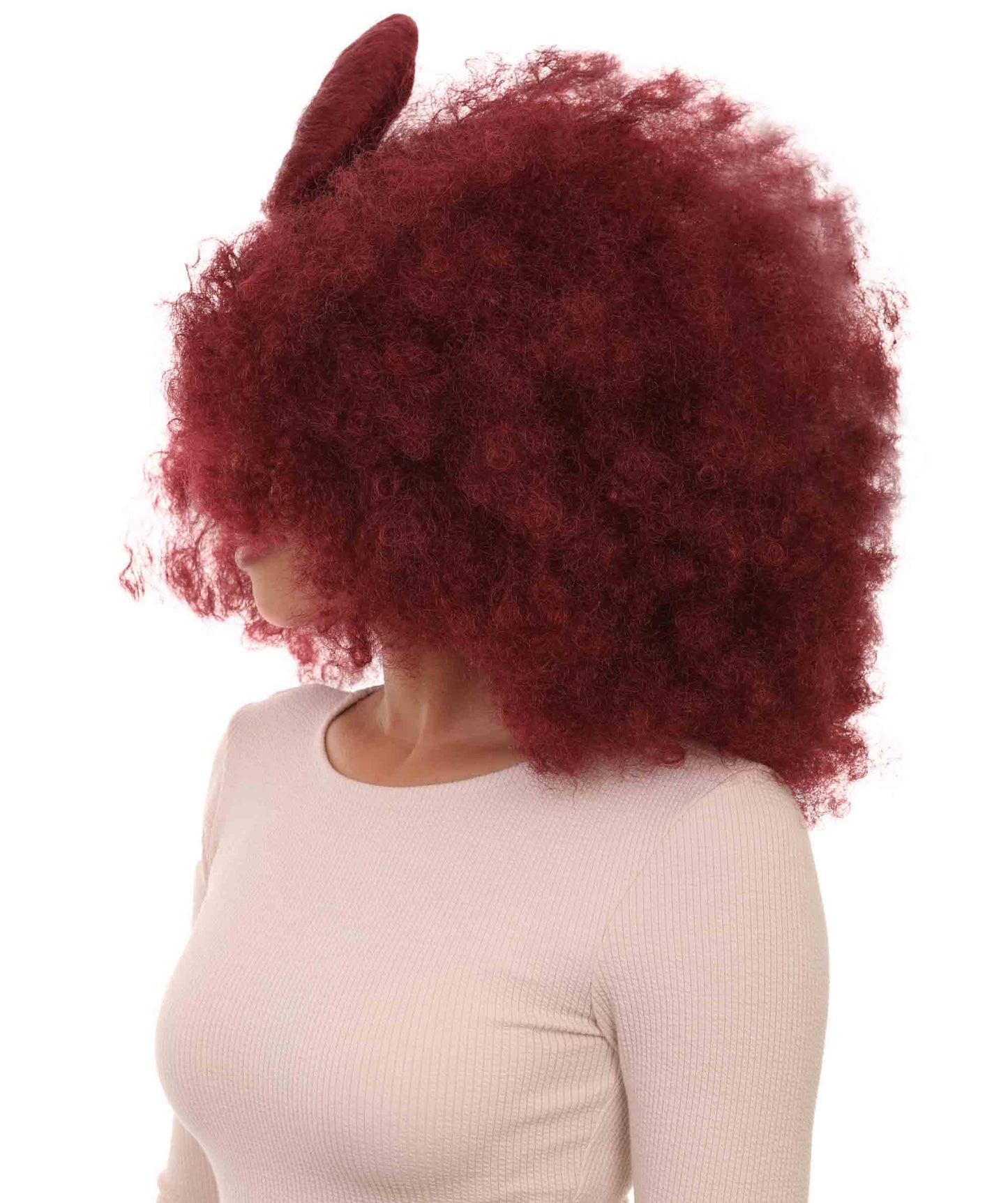 Wigs2you ハロウィン パーティー プレミアム レディース H-1232 快適なフィット感のバーガンディ アフロ スモール ボウ ウィッグ
