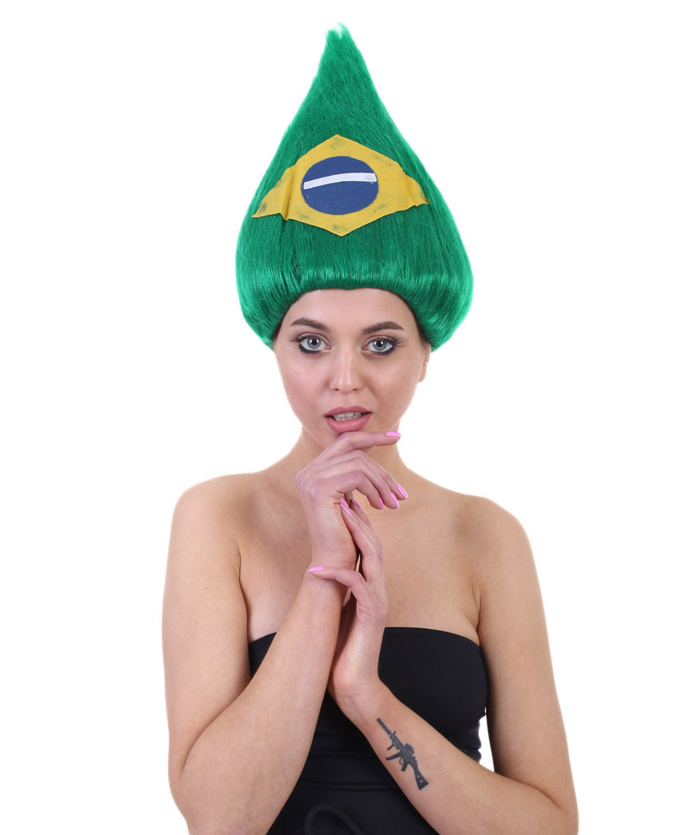 Wigs2youハロウィンパーティープレミアムレディースH-1881 着けやすい 非常に快適 ブラジル国旗トロールウィッグ