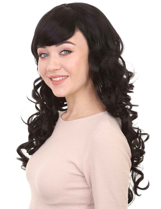Wigs2you ハロウィンパーティー プレミアム レディース H-690 ロング ブラック カーリーウィッグ
