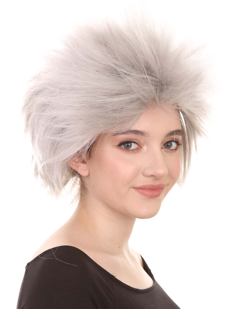 Wigs2you ハロウィンパーティープレミアムレディース H-1449 着やすい快適なフィット感 80 年代女性ロックスタイルグレーカラーウィッグ