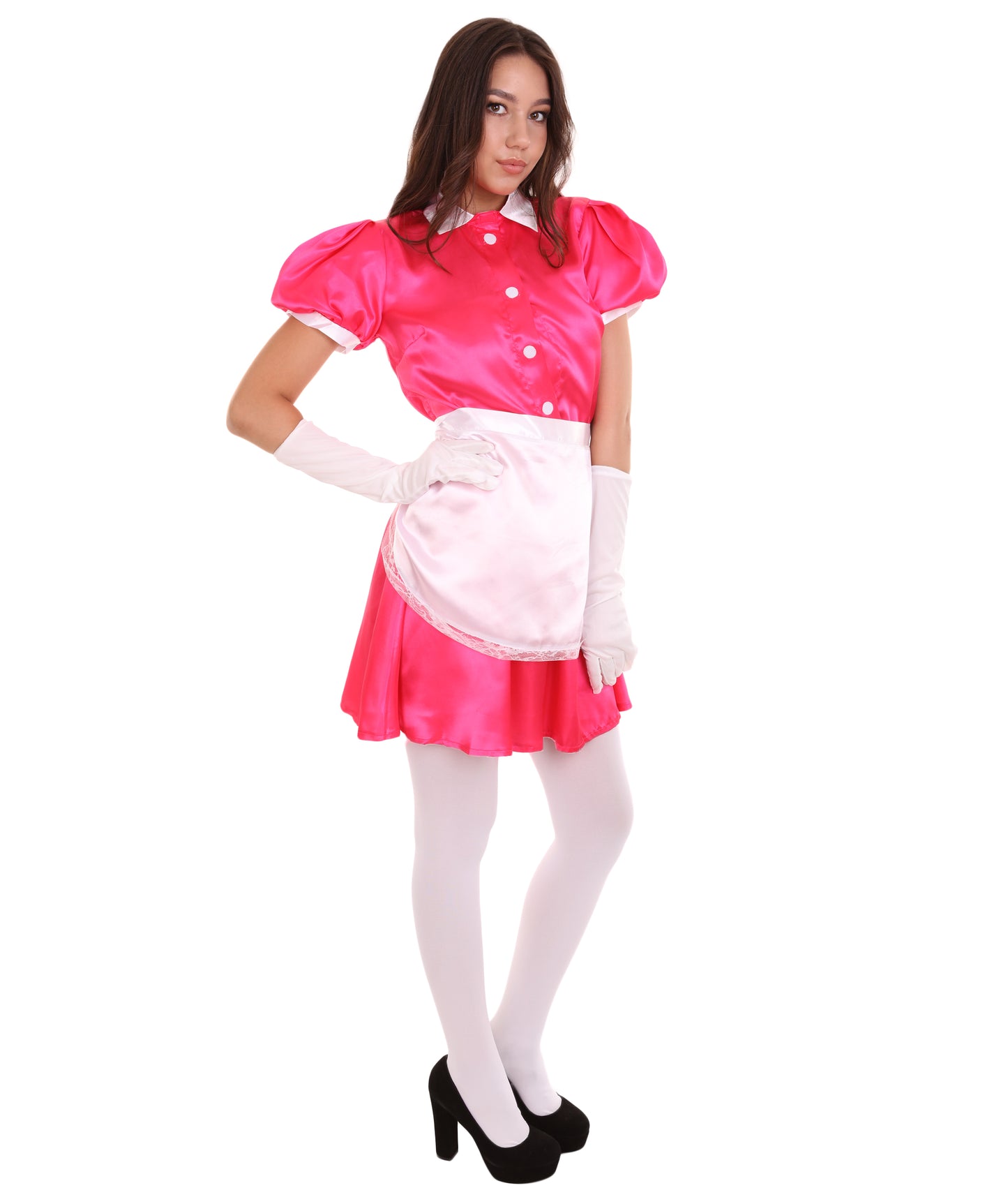 大人用女性の JCO-328_13 フレンチエプロンメイド制服 ピンク コスプレコスチューム