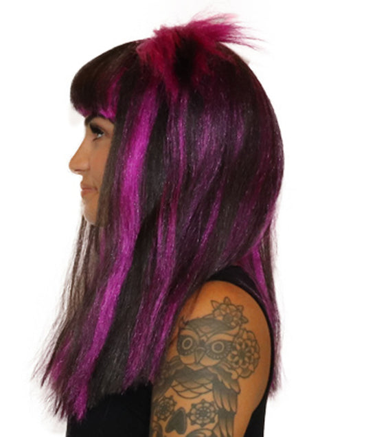 スパイダーブラック&パープルウィッグ H-3605 ホラーコスプレハロウィンウィッグ プレミアム 通気性の良い キャップレスキャップ