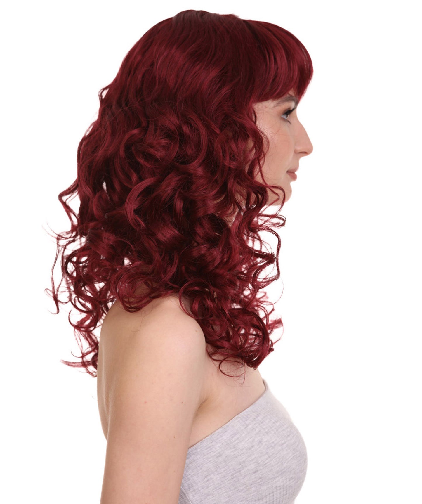 Wigs2you ハロウィンパーティー プレミアム レディース H-995 着用しやすい ベラウィッグ バーガンディカラー