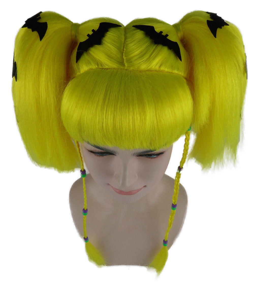 Wigs2you ハロウィンパーティープレミアム レディース H-699 バットエンジェルウィッグ ネオンイエロー色