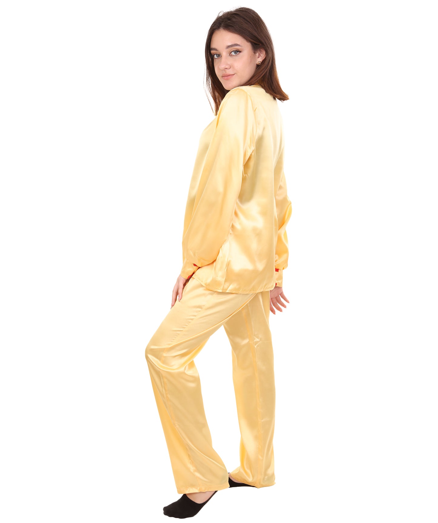 大人用ウィメンズ JCO-270_4 中国の伝統的なカンフー ライトゴールドサテン 制服 コスプレ衣装
