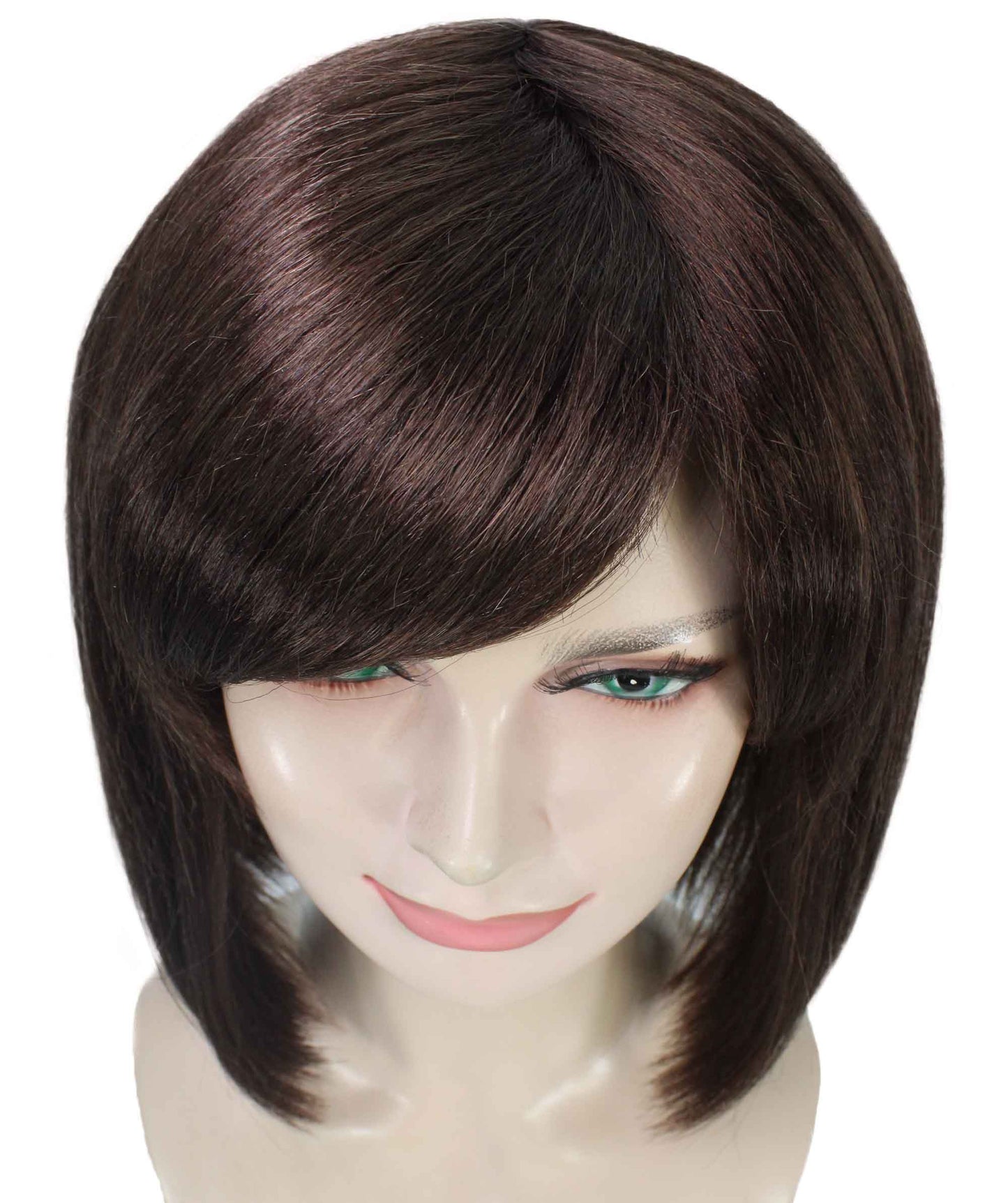 女性用ブラウンストレートトレンディイントロvertedボブウィッグ H-5272 プレミアムハロウィンパーティーウィッグコレクション