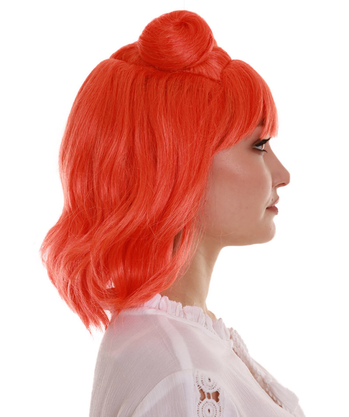 ハロウィンパーティープレミアム H-5279 女性用 オレンジ ストレート ショルダーレングス トレンディ スペースバンズウィッグ オレンジ