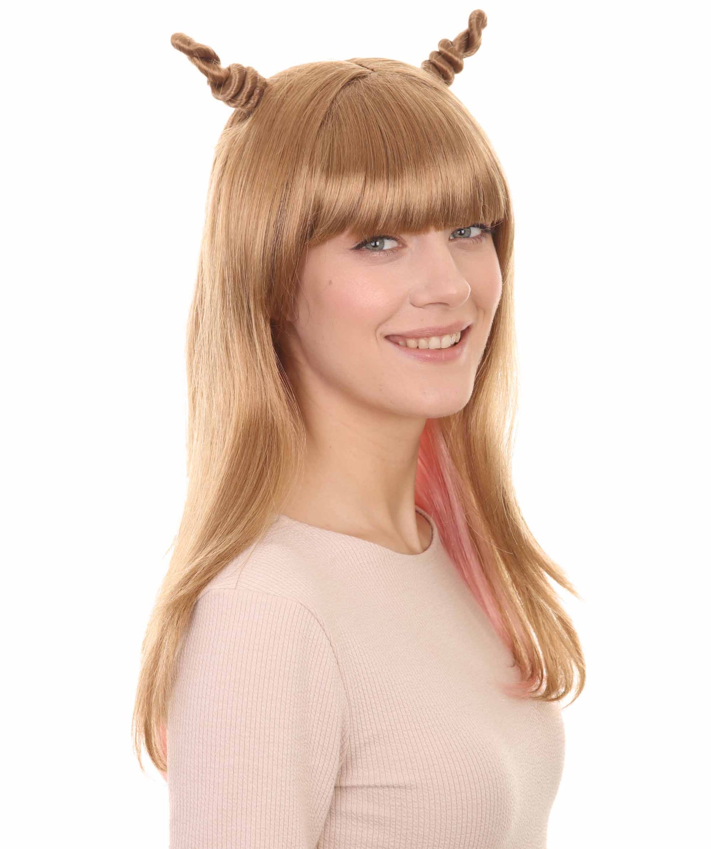 ハロウィンパーティープレミアムレディース H-3112 ミックスブラウンアニメコスプレウィッグ レディラグジュアリースタイルパーティーウィッグコレクション