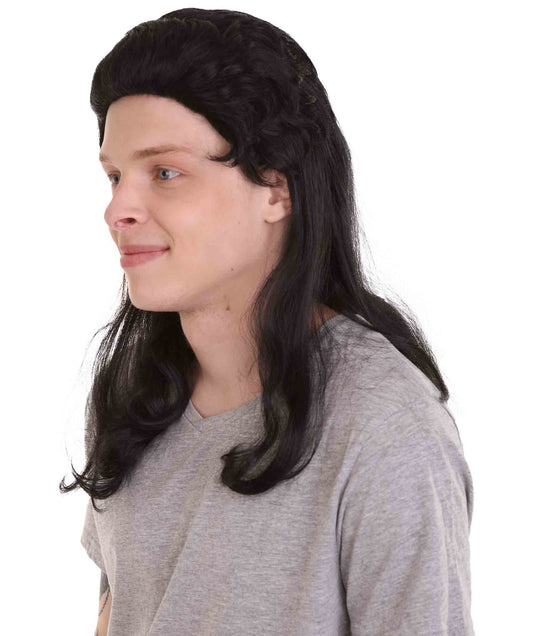 ハロウィンパーティー プレミアム 男性用 H-2260 80年代 マレット ブラック ウィッグ