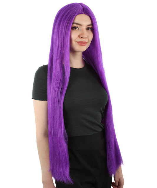 女性 36インチ 超長いウィッグ パープル H-5379_10 バングなし コスプレ衣装の髪ウィッグ