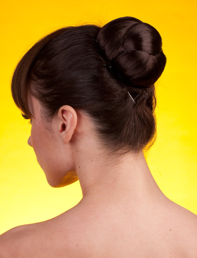 女性 W-8401 のスタイリッシュなバンズヘアスタイル ブラック 合成繊維