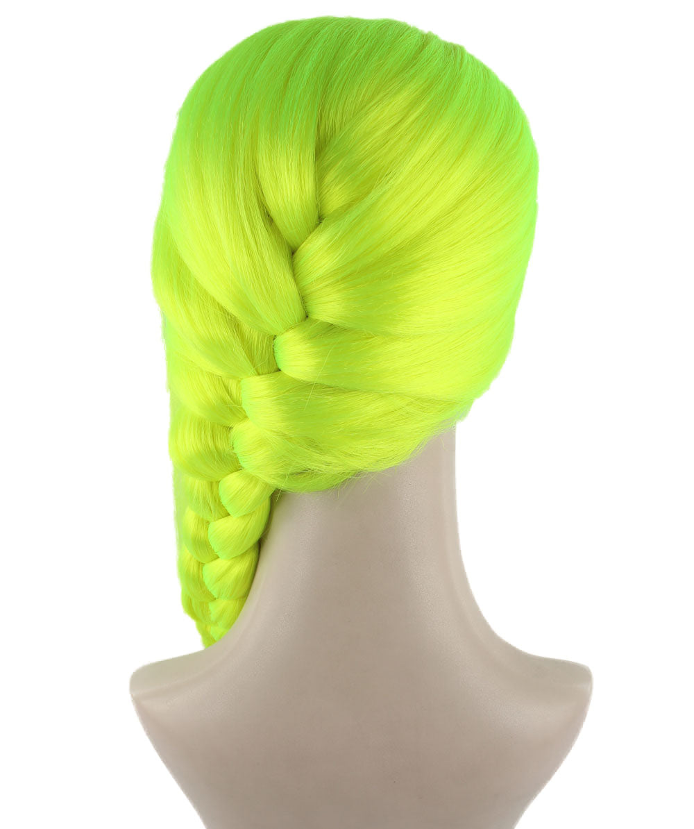 Wigs2you ハロウィン パーティー プレミアム レディース H-1189 快適なフィット感のネオングリーン編み込みウィッグ