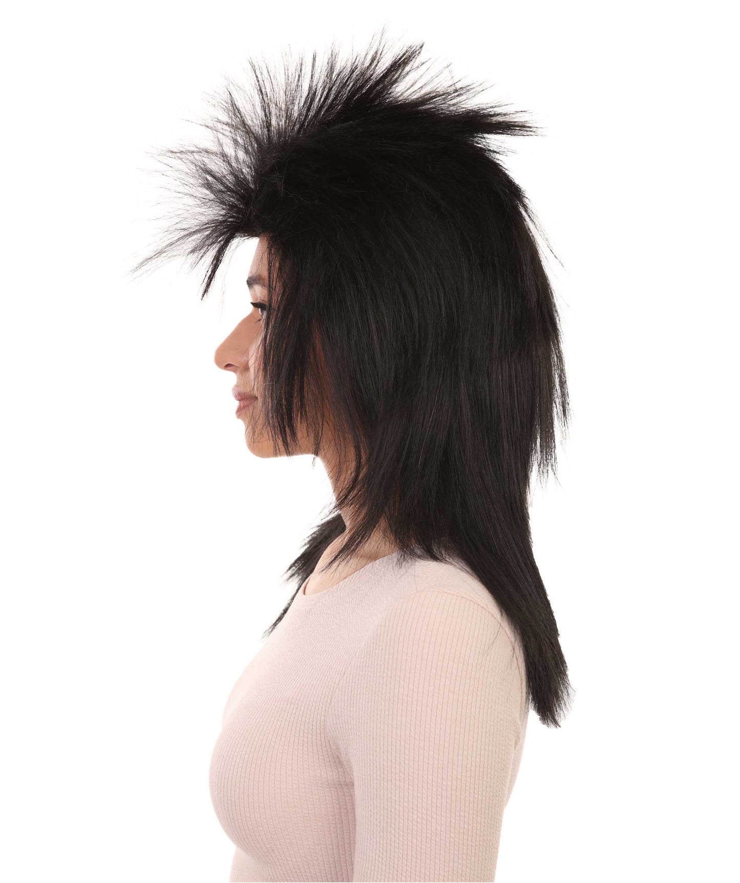 Wigs2you ハロウィン パーティー プレミアム H-1322 簡単に着用でき 快適なフィット感 80 年代女性ブラック ロッカー スタイルウィッグ
