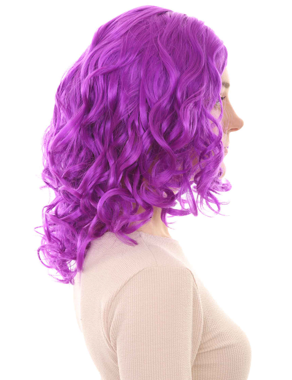 Wigs2you ハロウィン パーティー プレミアム レディース H-1407 着けやすい 快適なフィット感 カリフォルニア ガール ネオン パープル カール ウィッグ