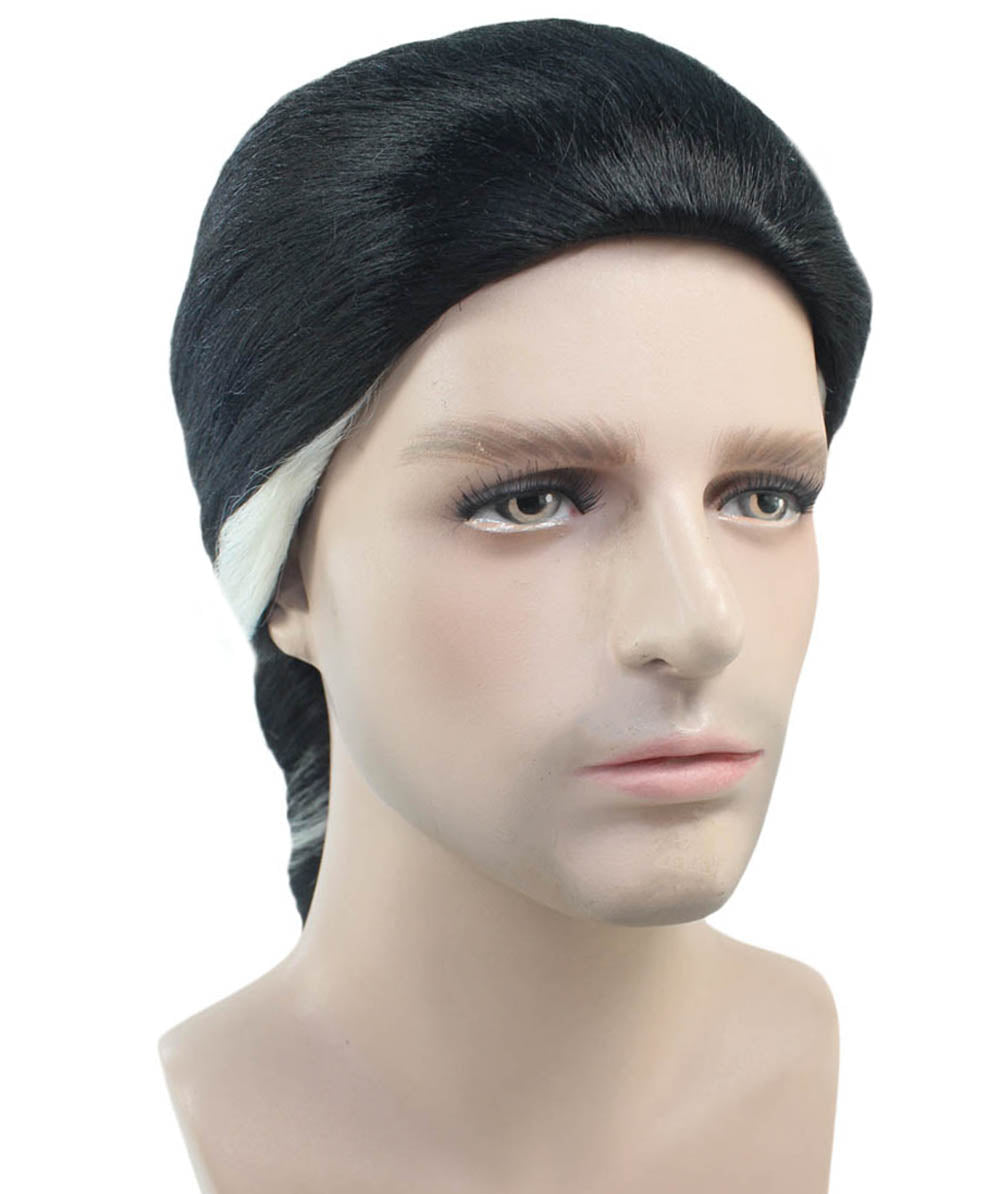 メンズスタイルロックスターブラックウィッグ H-4294 プレミアム通気性キャップレスキャップ