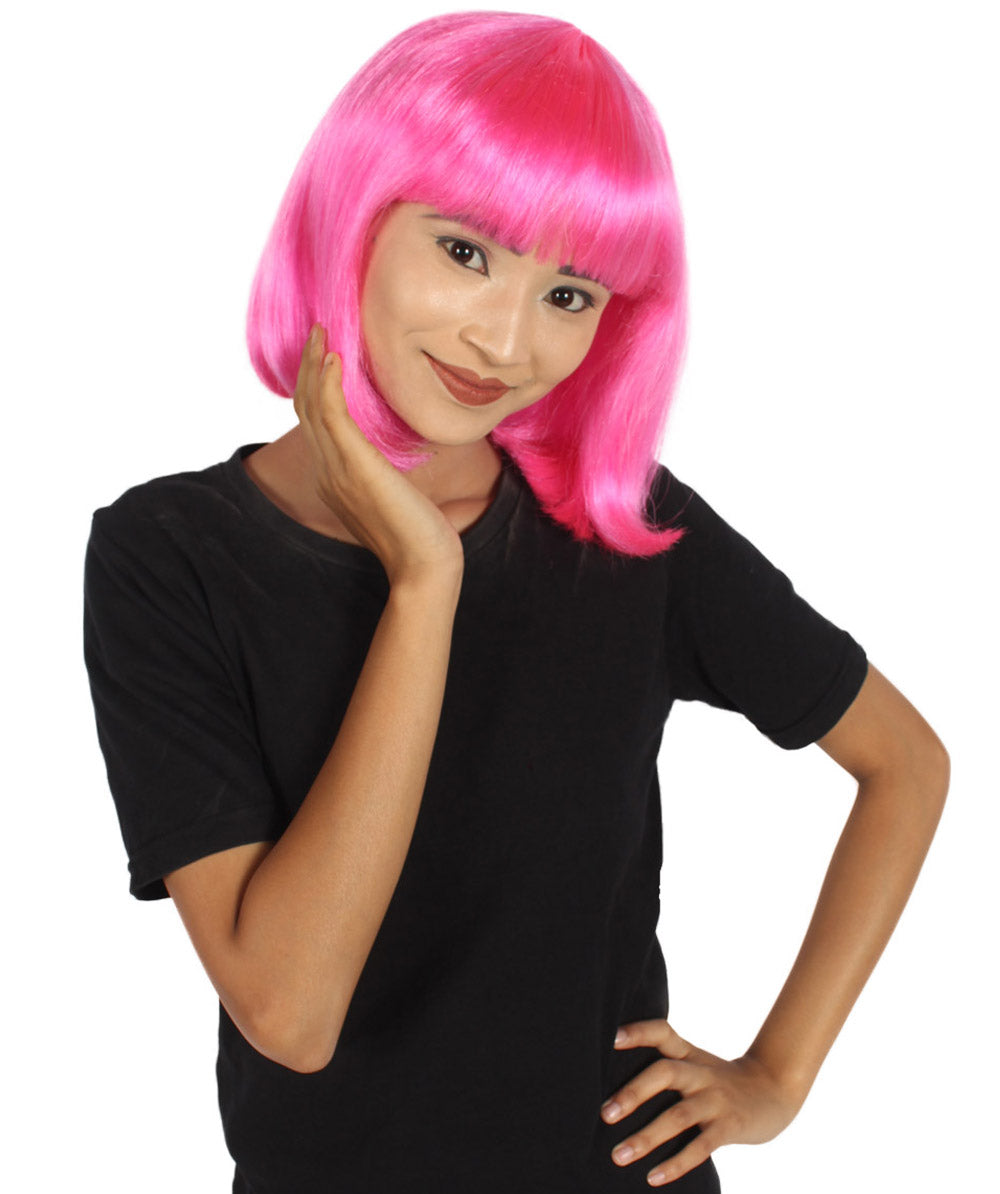 ピンク ボブ 女性用ウィッグ H-3579 パーティー準備済み ファンシーコスプレハロウィンウィッグ プレミアム 通気性の良い キャップレスキャップ