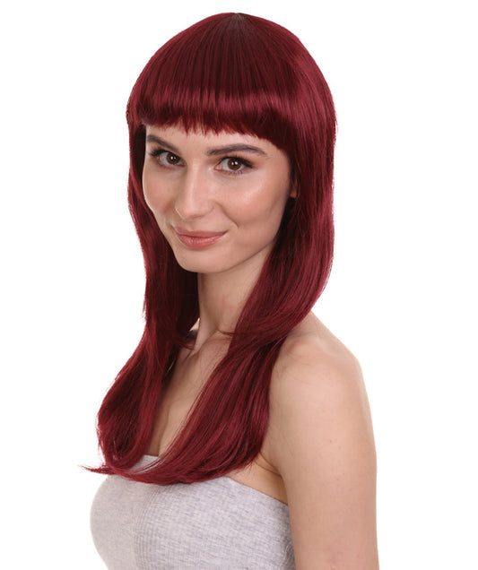 Wigs2you ハロウィン パーティー プレミアム レディース H-1037 とても快適なグラマー グリーン ウィッグ バーガンディ色