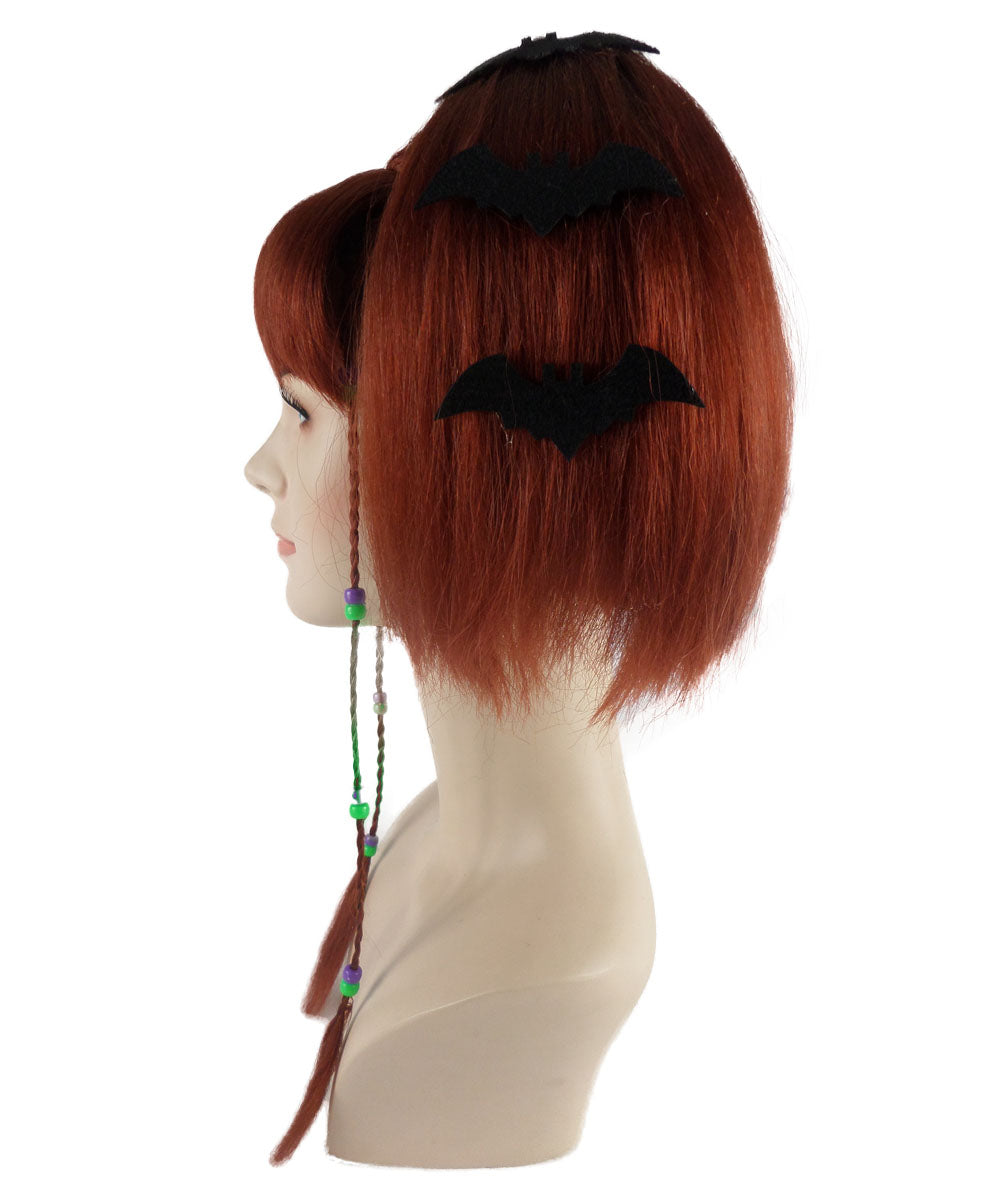 Wigs2you ハロウィンパーティープレミアム レディース H-693 バットエンジェルウィッグ ダークオーバーン色 サイドスイープ ボムシェル ウィッグ