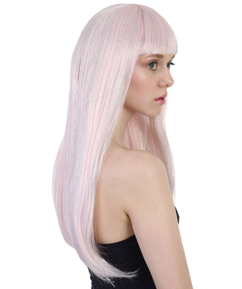 Wigs2you ハロウィンとパーティー プレミアム レディース H-487 ピンクとティンセル ピンク&シルバー ティンセルウィッグ
