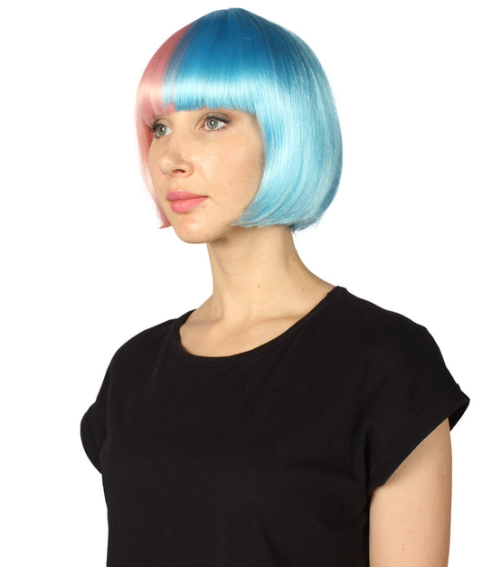 ハロウィンパーティープレミアムレディース H-4066 二色調ピンク&ライトブルーショートボブウィッグコレクション