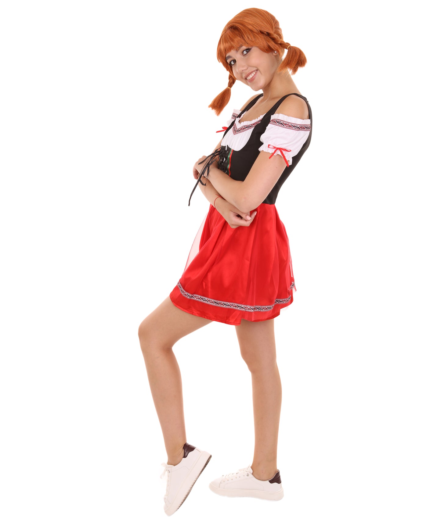 大人女性用 オクトーバーフェスト ビアガール コスチューム 赤 黒白 ハロウィン コスチューム JCO-033