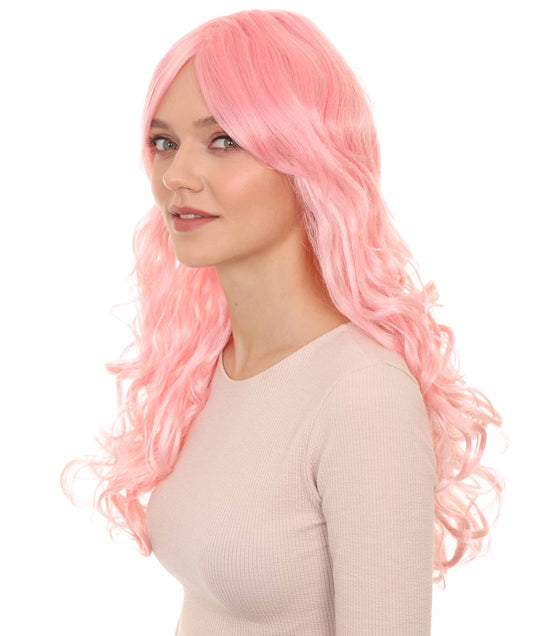 ウィメンズ ロングウェービー ベビーピンクウィッグ H-4712 ピンク ファッションウィッグ プレミアム通気性の良いキャップレスキャップ