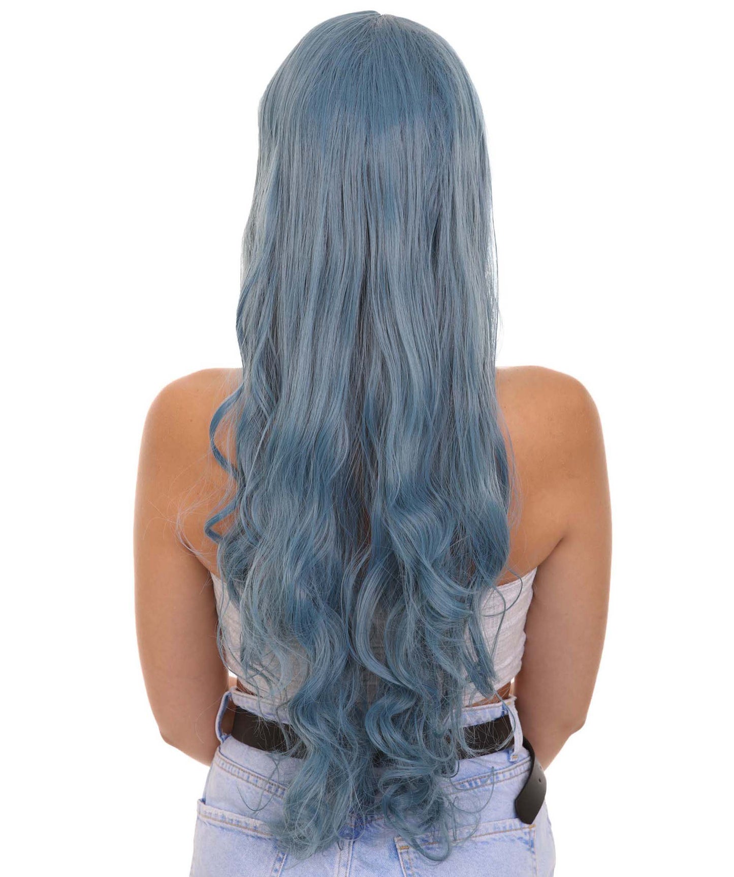 Wigs2you ハロウィンパーティ プレミアムレディース H-2033 着用しやすく とても快適 ロングブルーカーリーウィッグ