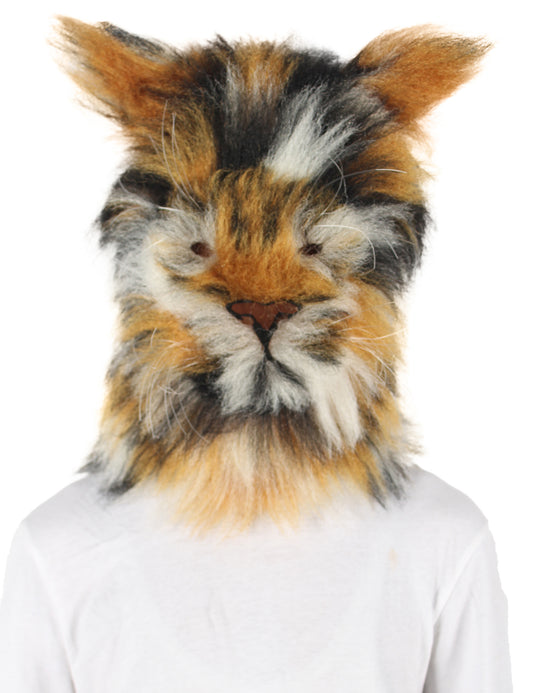 ハロウィンパーティープレミアムメンズ H-5597 オレンジとブラウンの斑点のあるヒョウのウィッグとマスク ソフト合成繊維