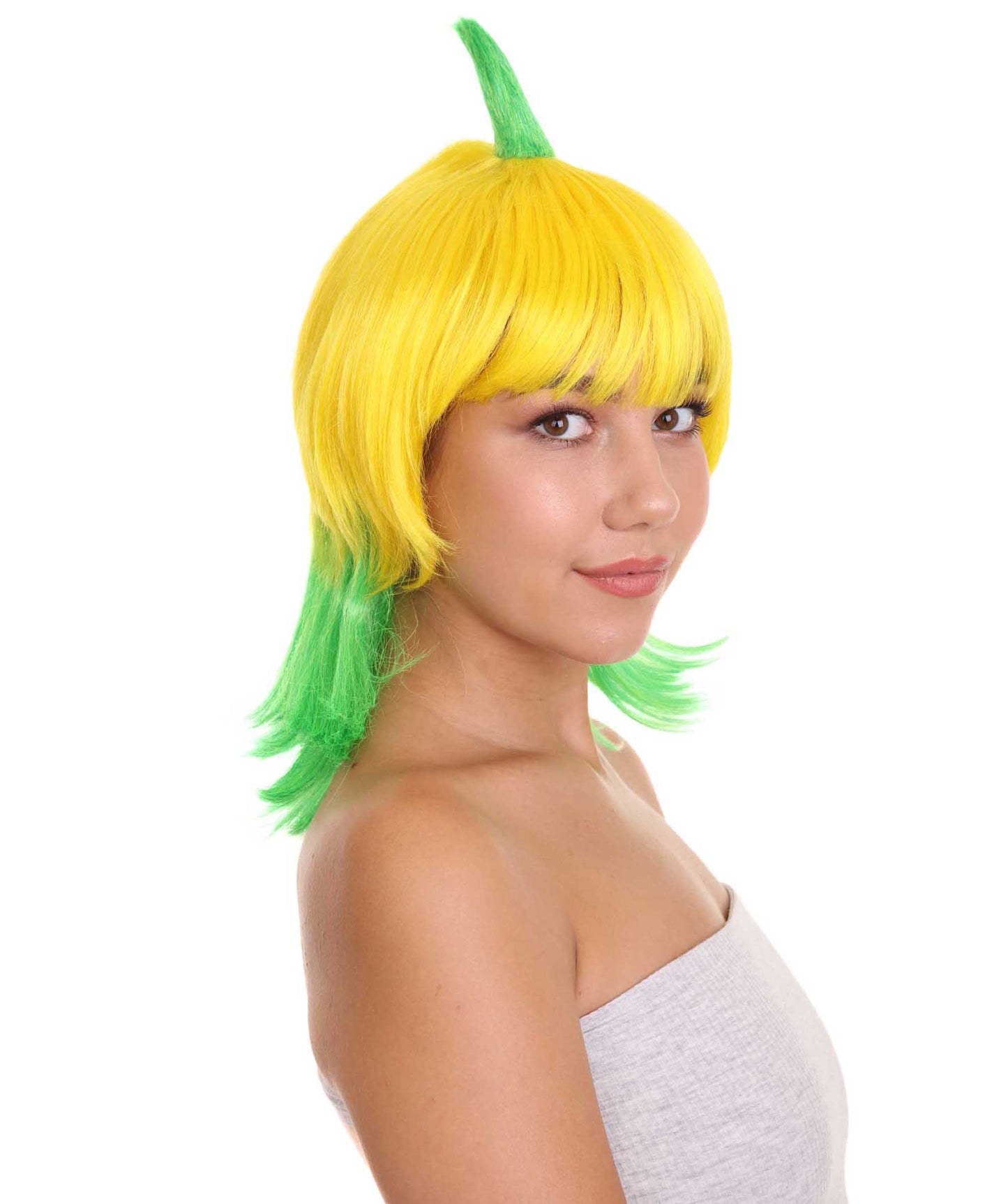 Wigs2you ハロウィンパーティ プレミアムレディース H-2041 着用しやすく とても快適 バナナクイーンイエロー&グリーンウィッグ あなたの美しさを引き立てる