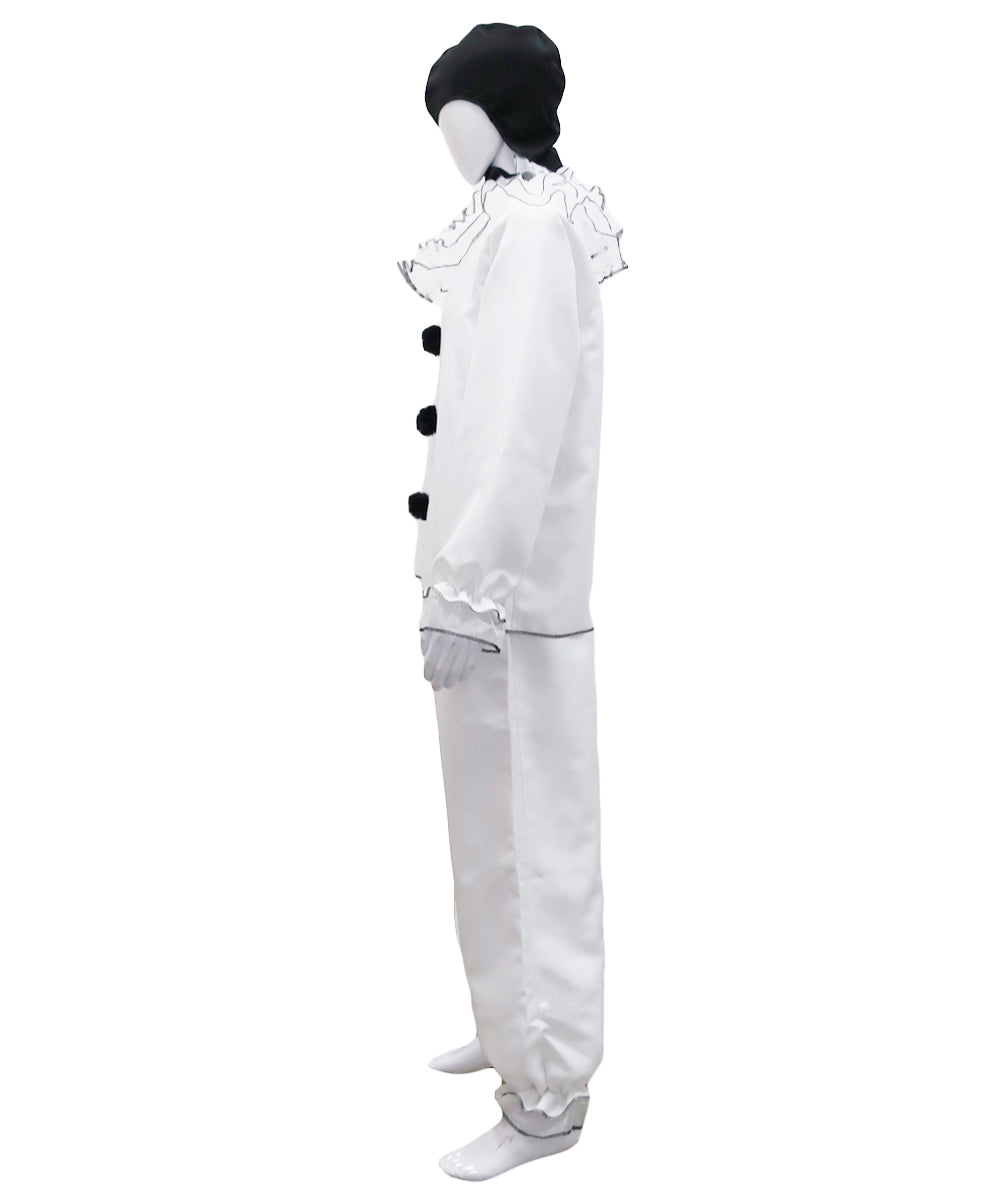 男性 JCP-168 のヴィンテージクラウンスケアリーコスチューム ホワイトハロウィンコスチューム