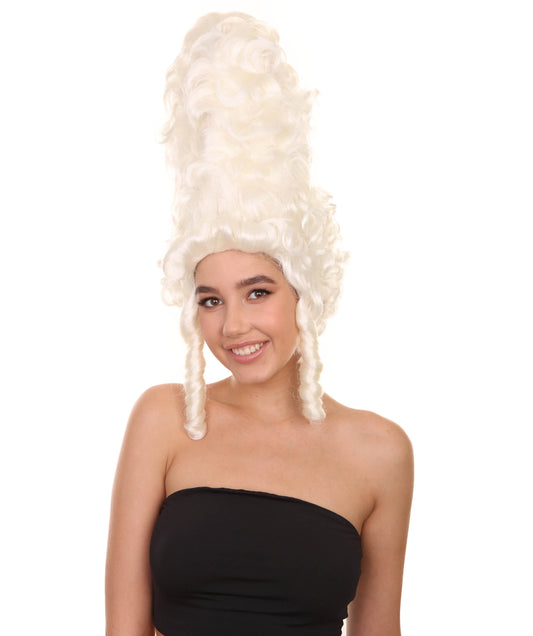 女性用18世紀コロニアルレディ ホワイトウィッグ H-4550 歴史的ウィッグ