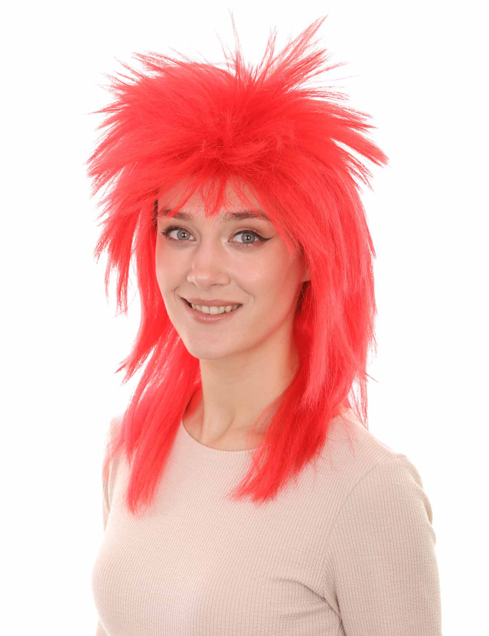 Wigs2you ハロウィン パーティー プレミアム H-1305 簡単に着用でき 快適なフィット感 80 年代女性レッド ロッカー スタイルウィッグ