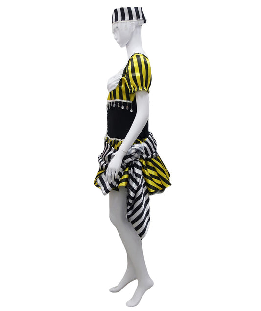 大人向け女性用 JCO-204 パイレーツ ドレス コスチューム マルチ ストライプ ハロウィン コスチューム