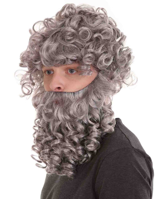 ハロウィンパーティープレミアム メンズ H-3591 ゴッド ゼウス ウィッグ ウィッグ アンド フル ビアード セット