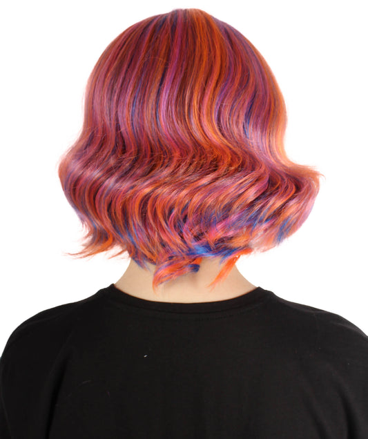 女性 8インチ ショートレングス ウェービー ポップアイコンウィッグ ピンクオンブレ H-5381_29 合成繊維の髪 ハロウィーンパーティーウィッグ