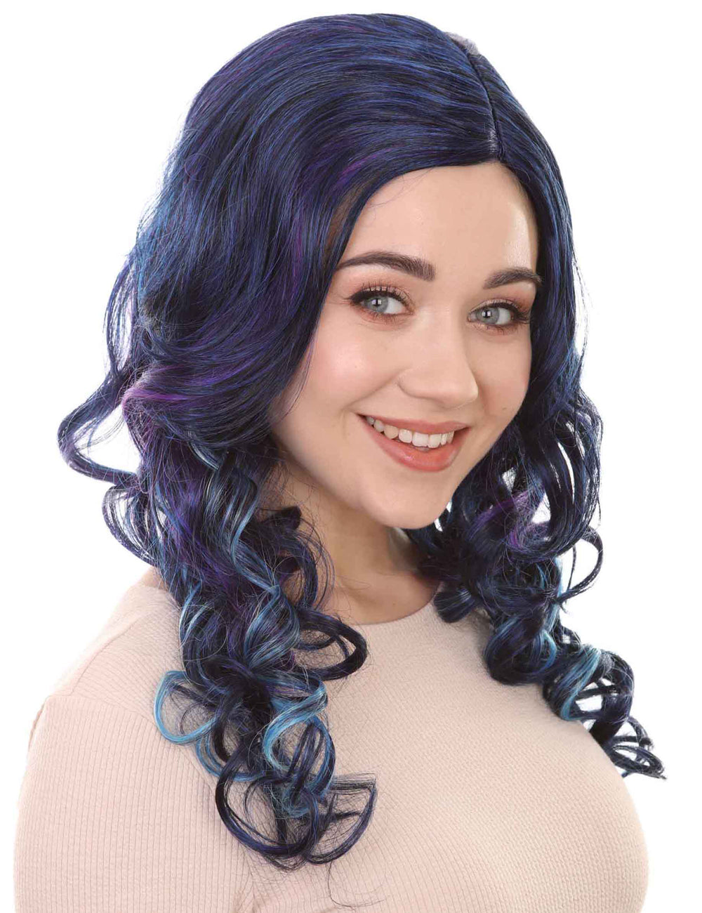 Wigs2you ハロウィンパーティー プレミアム レディース H-680 ダークブルー ウェーブウィッグ